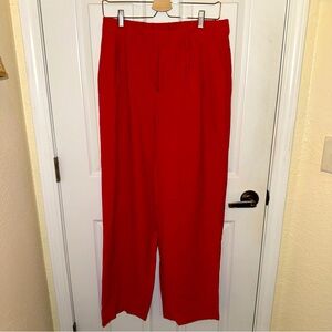Red Wide Leg Dress Trousers